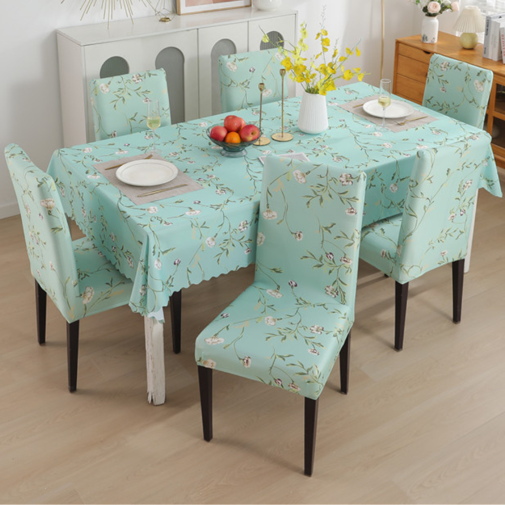 Premium Dining Table Chair Cover Combo Pastel Green