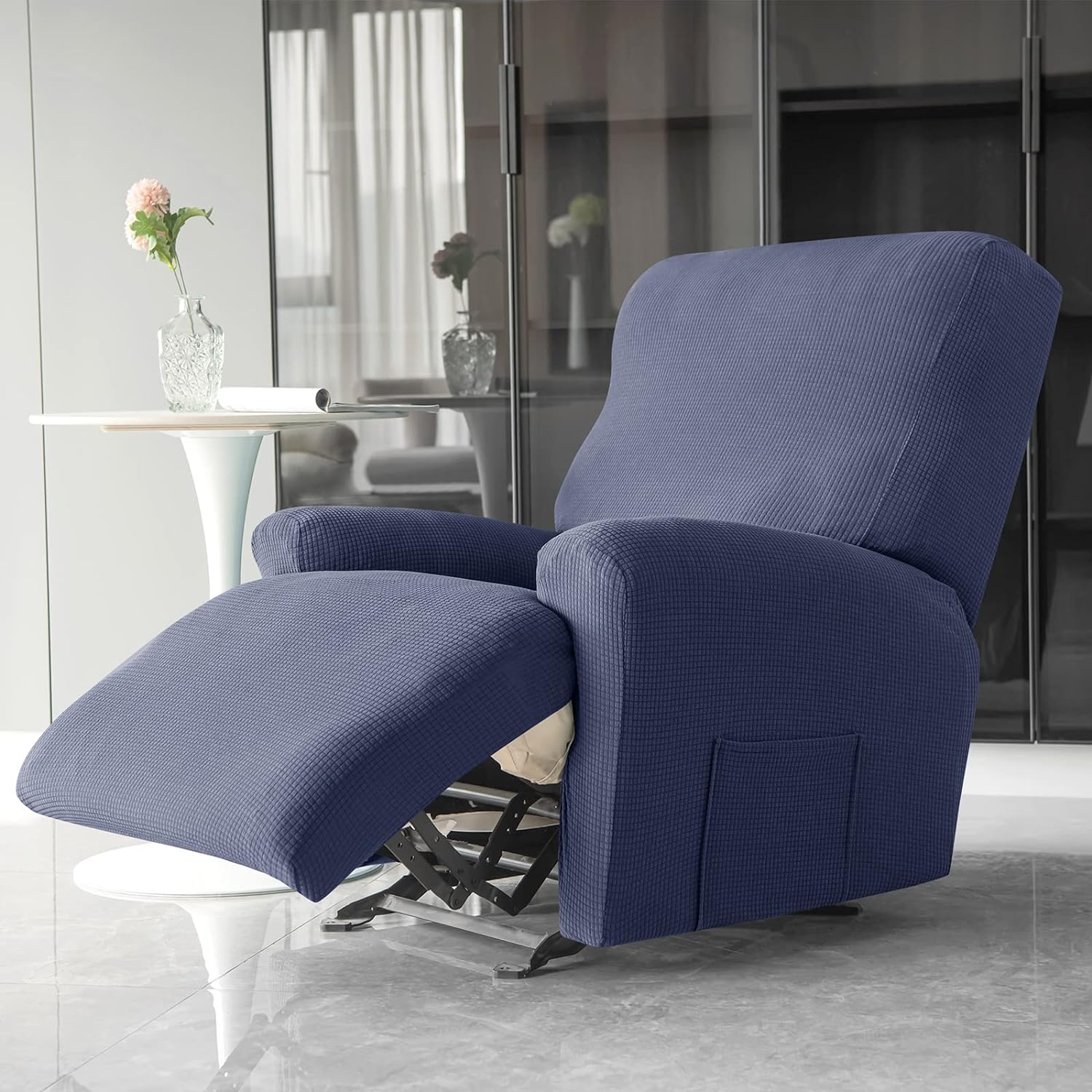 Navy blue discount recliner chair covers