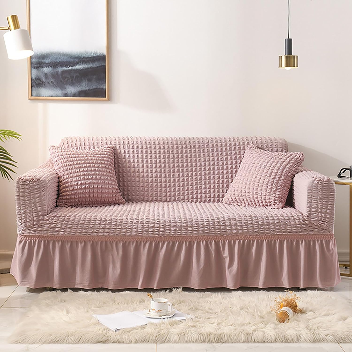 Pink deals sofa cover