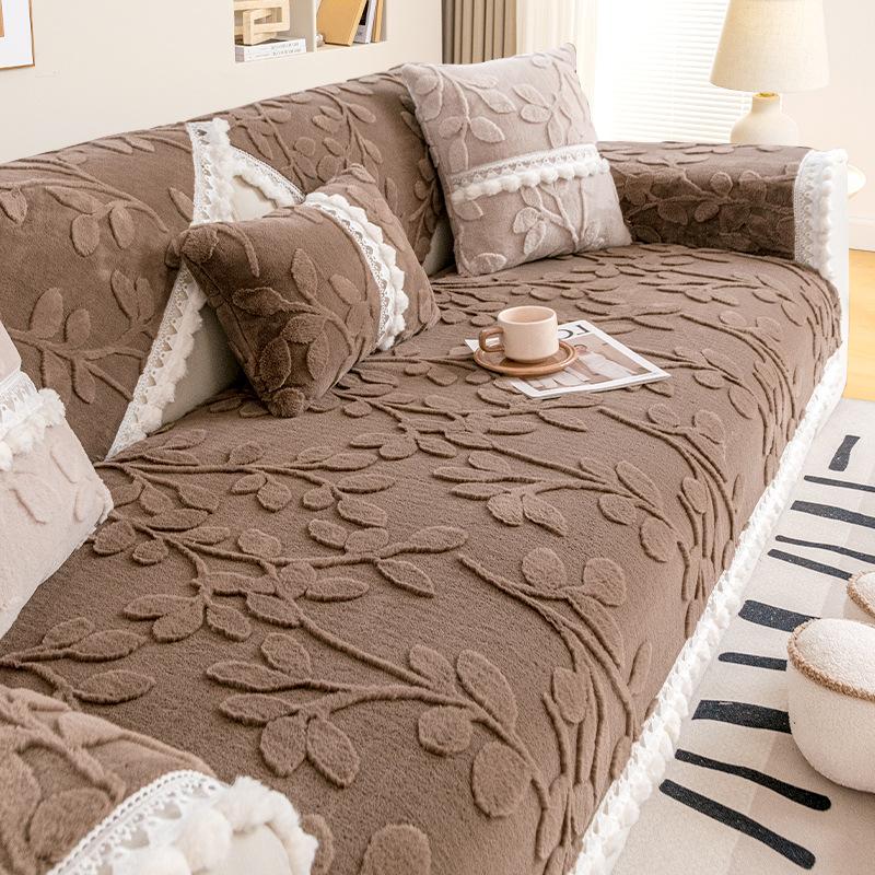 TASSEL NON SLIP LEAF SOFA MAT - BROWN - Trendize