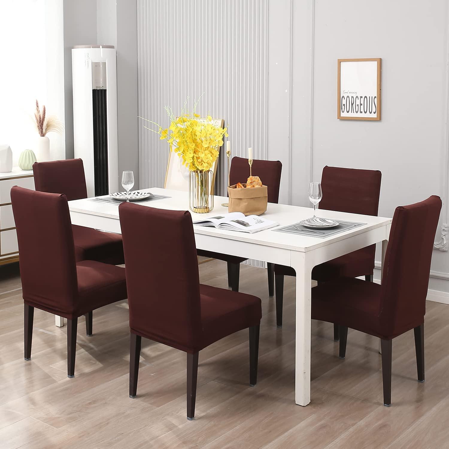 Stretchable Chair Covers, Plain Brown Trendize - Main Image