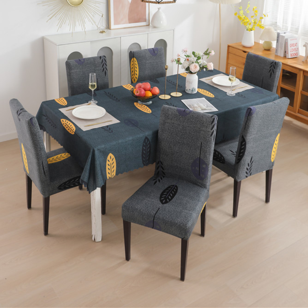 Premium Dining Table Chair Cover Combo Royal Black Trendize