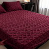 3D Engraved European Fitted Bedsheet - Royal Maroon