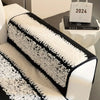 Vintage Modern Velveteen Sofa Mat - Black/White