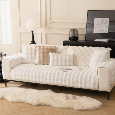 Plush Non Slip Sofa Mat - Vanilla Cream