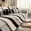 Vintage Modern Velveteen Sofa Mat - Black/White
