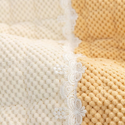 French Corduroy Lace Sofa Mat - Royal Gold