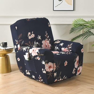 Premium Printed Recliner Sofa Cover : Lotus Blue