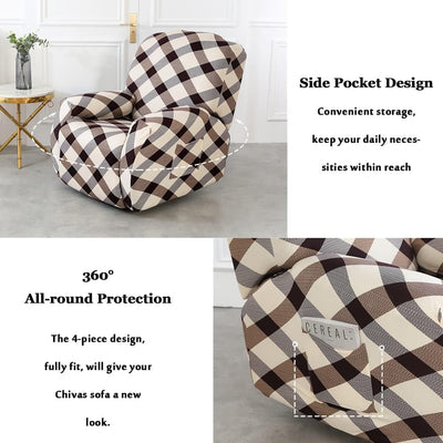 Premium Printed Recliner Sofa Cover : Cross Brown