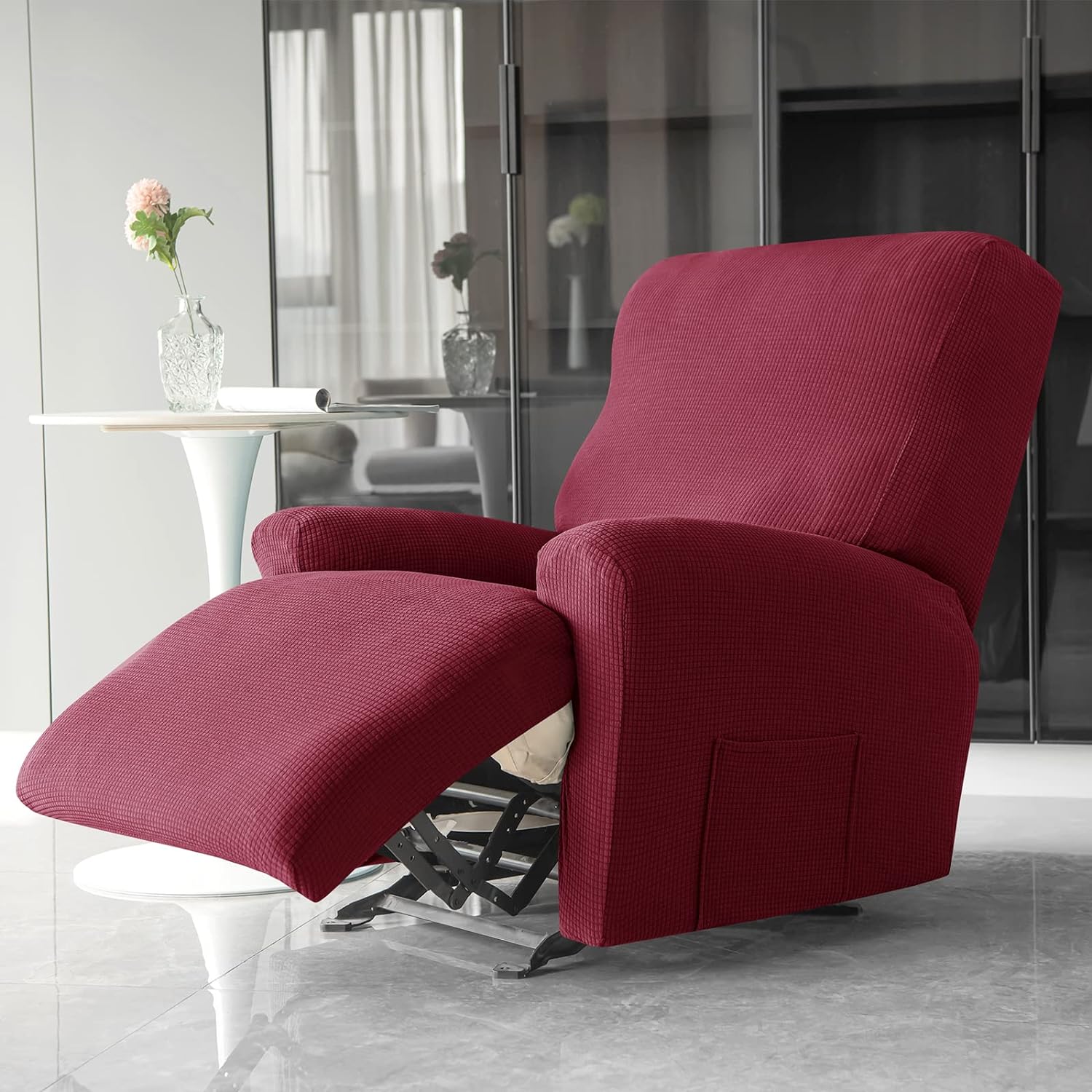 Premium Jacquard Recliner Sofa Cover Maroon