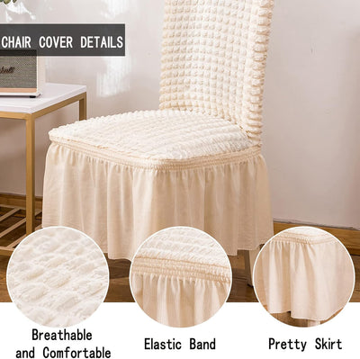 2024 Turkish Bubble Frill Chair Covers : Beige