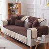 French Corduroy Lace Sofa Mat - Brown Truffle