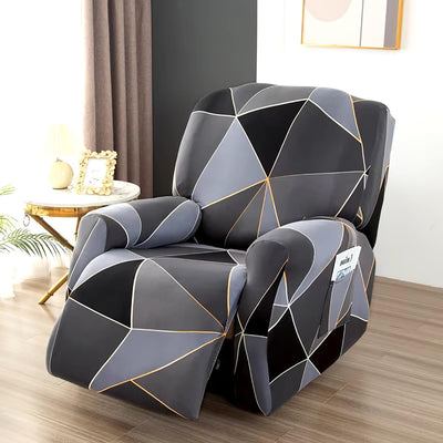 Premium Printed Recliner Sofa Cover : Black Prism