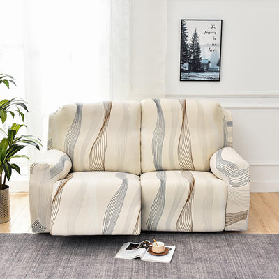 Premium Printed Recliner Sofa Cover : Wave Beige