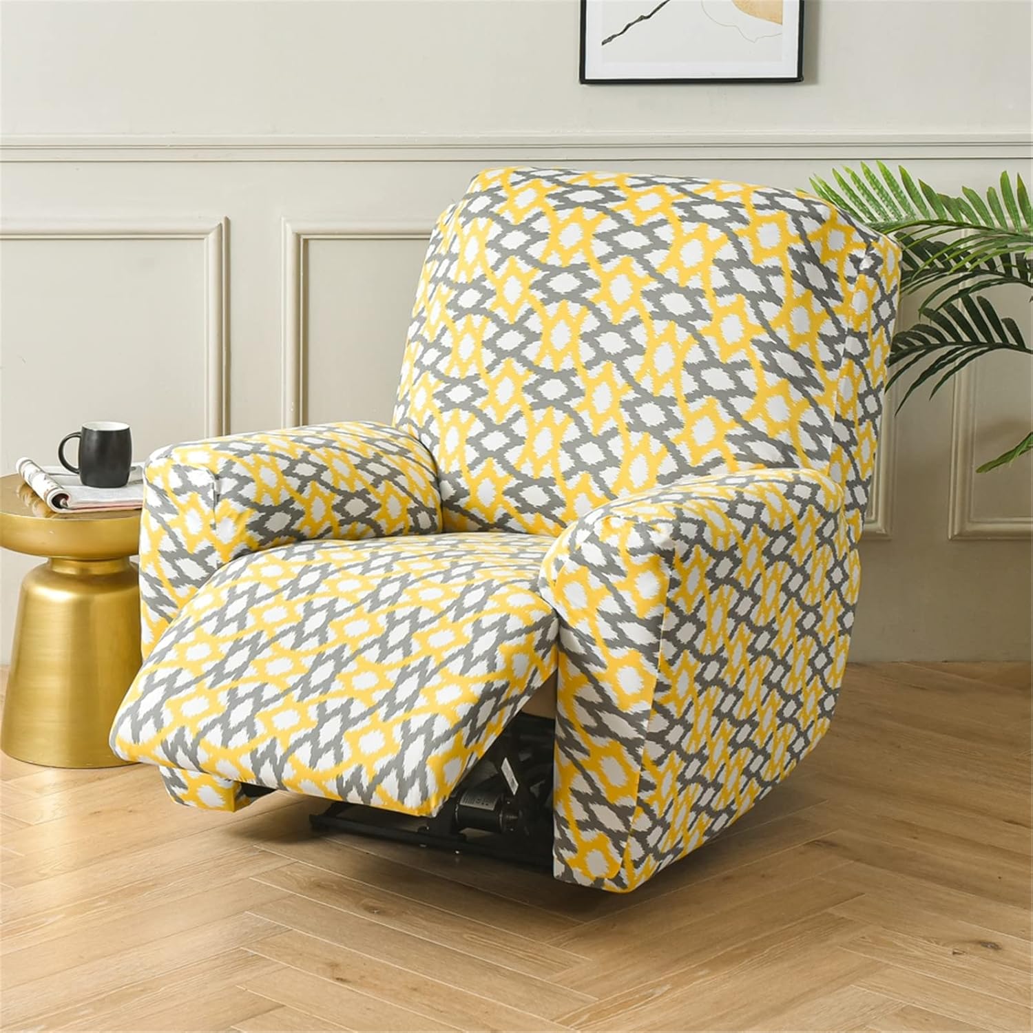 Premium Printed Recliner Sofa Cover : Yellow Diamond