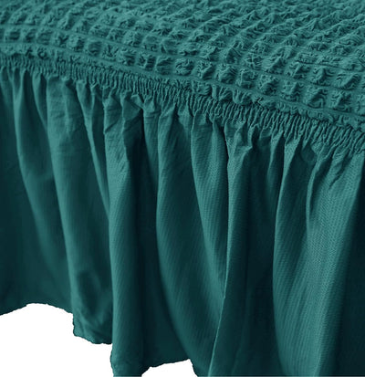 2024 L Shape Turkish Bubble Frill Sofa Covers : Teal