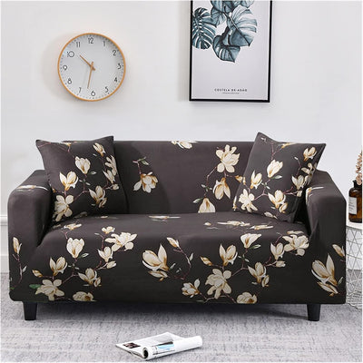 Trendize Exclusive Stretchable Sofa Cover - Floral Dark Coffee