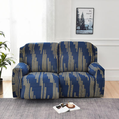 Premium Printed Recliner Sofa Cover : Dazzle Blue