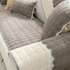 French Corduroy Lace Sofa Mat - Feather Grey