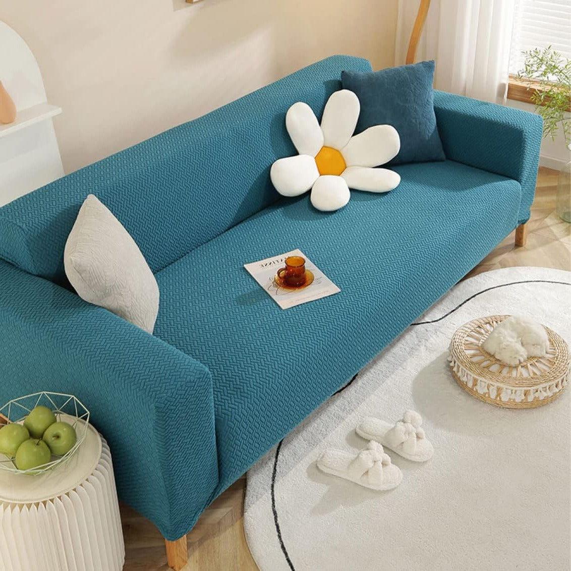 2025 Polar Fleece Sofa Cover : Teal