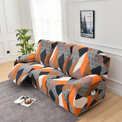 Premium Printed Recliner Sofa Cover : Prism Orange