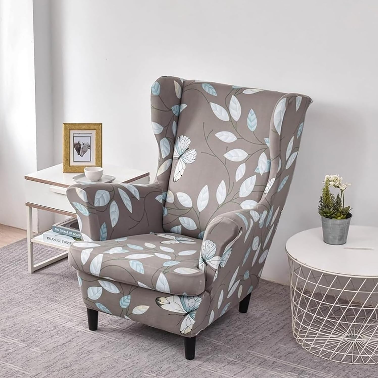 SnugFit Wingback Chair Slipcover - Grey Bliss
