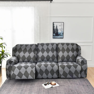 Premium Printed Recliner Sofa Cover : Grey Rittle