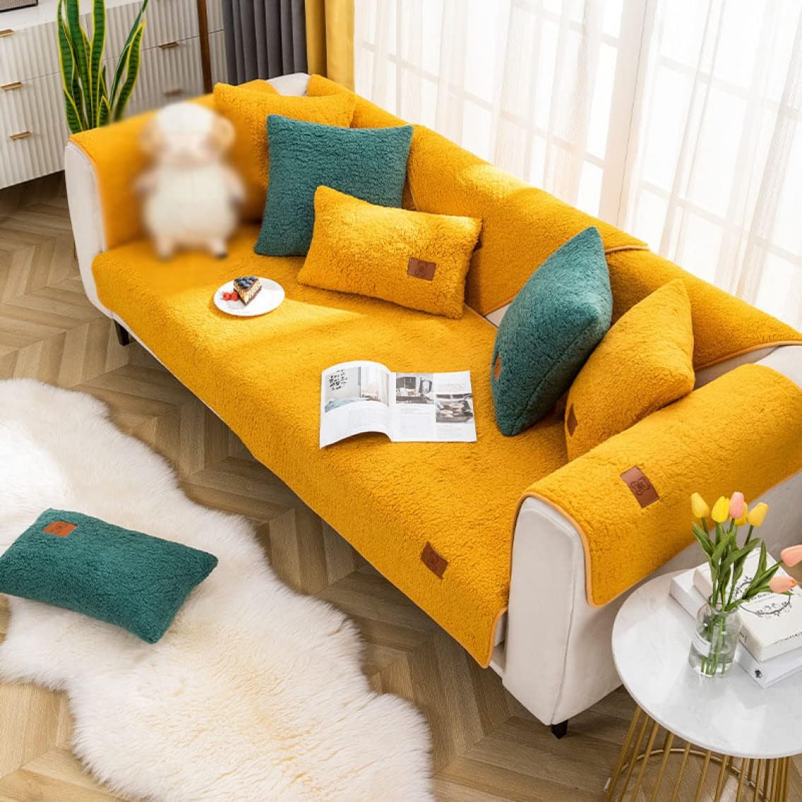 Sherpa Non-Slip Sofa Mat - Mustard