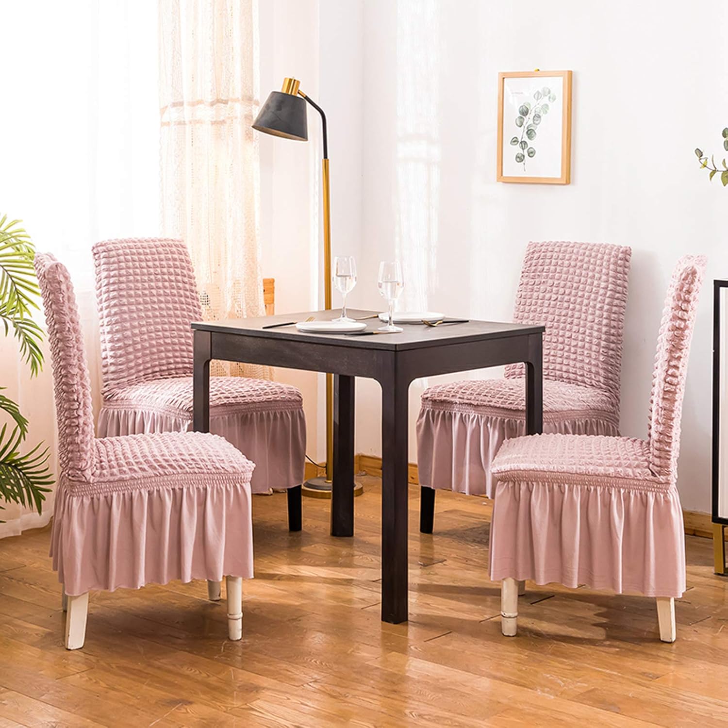 2025 Turkish Bubble Frill Chair Covers : Blush Pink