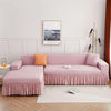 2024 L Shape Turkish Bubble Frill Sofa Covers : Blush Pink