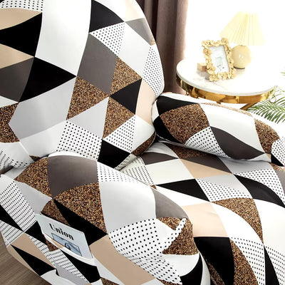 Premium Printed Recliner Sofa Cover : Geometric Brown