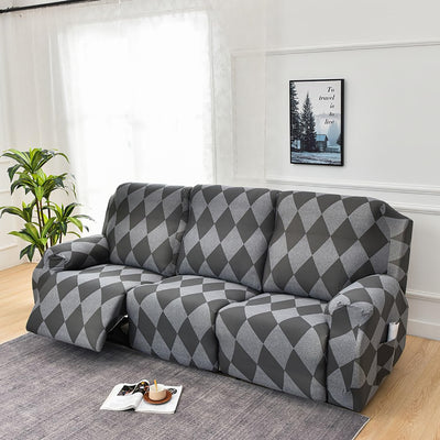 Premium Printed Recliner Sofa Cover : Grey Rittle