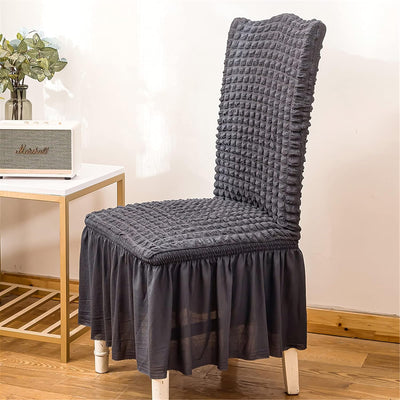 2025 Turkish Bubble Frill Chair Covers : Dark Grey