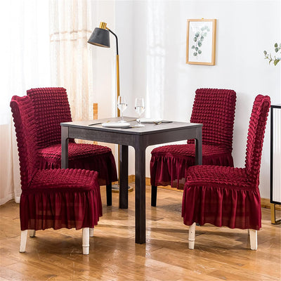 2025 Turkish Bubble Frill Chair Covers : Maroon