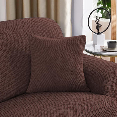 2024 L Shape Polar Fleece Sofa Cover : Brown