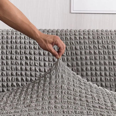 2024 Turkish Bubble Frill Sofa Covers : Light Grey