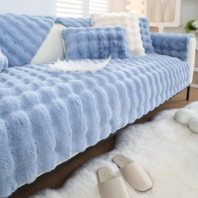 Plush Non Slip Sofa Mat - Cloud Blue