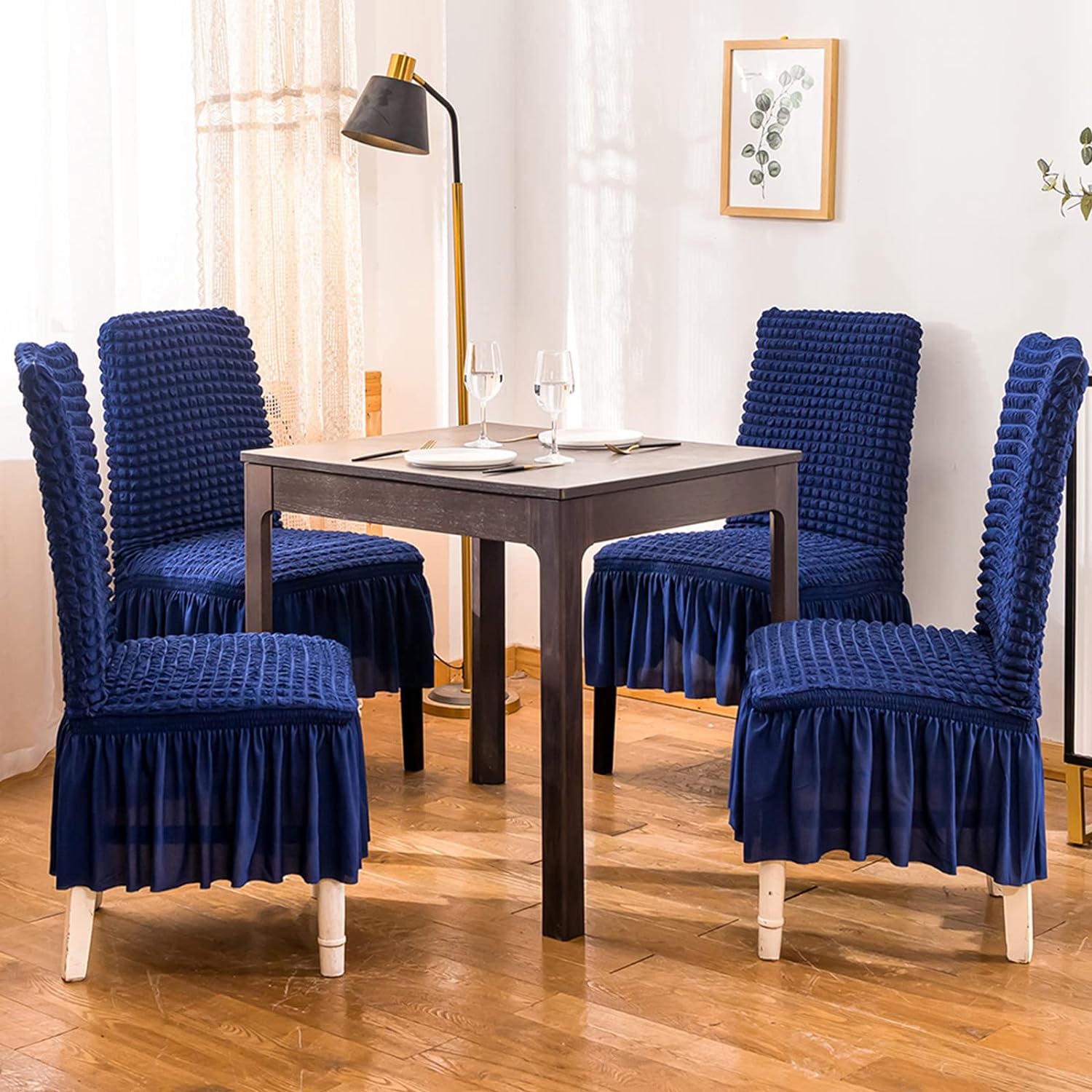 2025 Turkish Bubble Frill Chair Covers : Navy