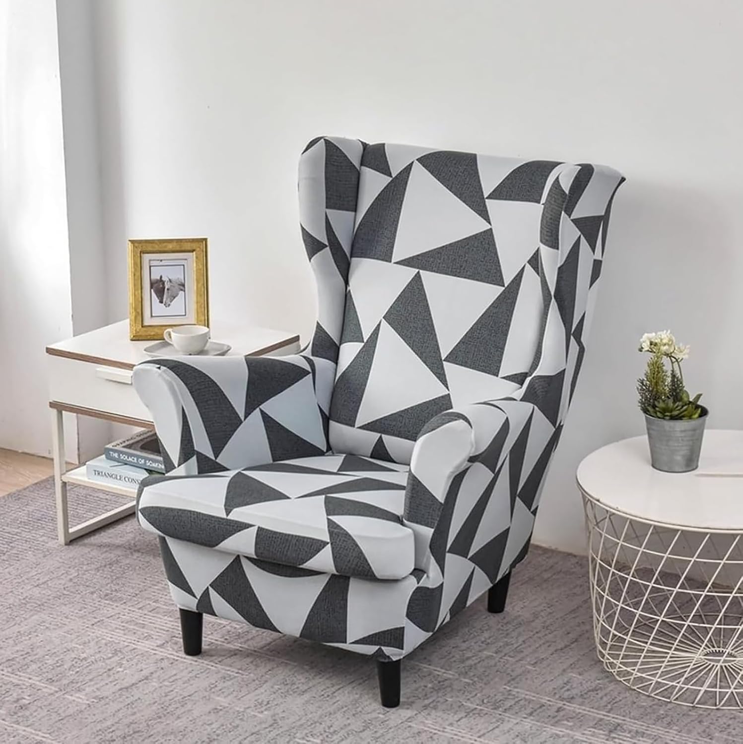 SnugFit Wingback Chair Slipcover - Silver Prism