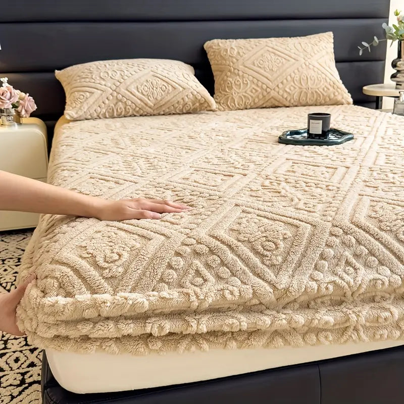 3D European Engraved Taffeta Fitted Bedsheet