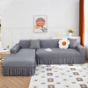 2024 L Shape Turkish Bubble Frill Sofa Covers : Light Grey