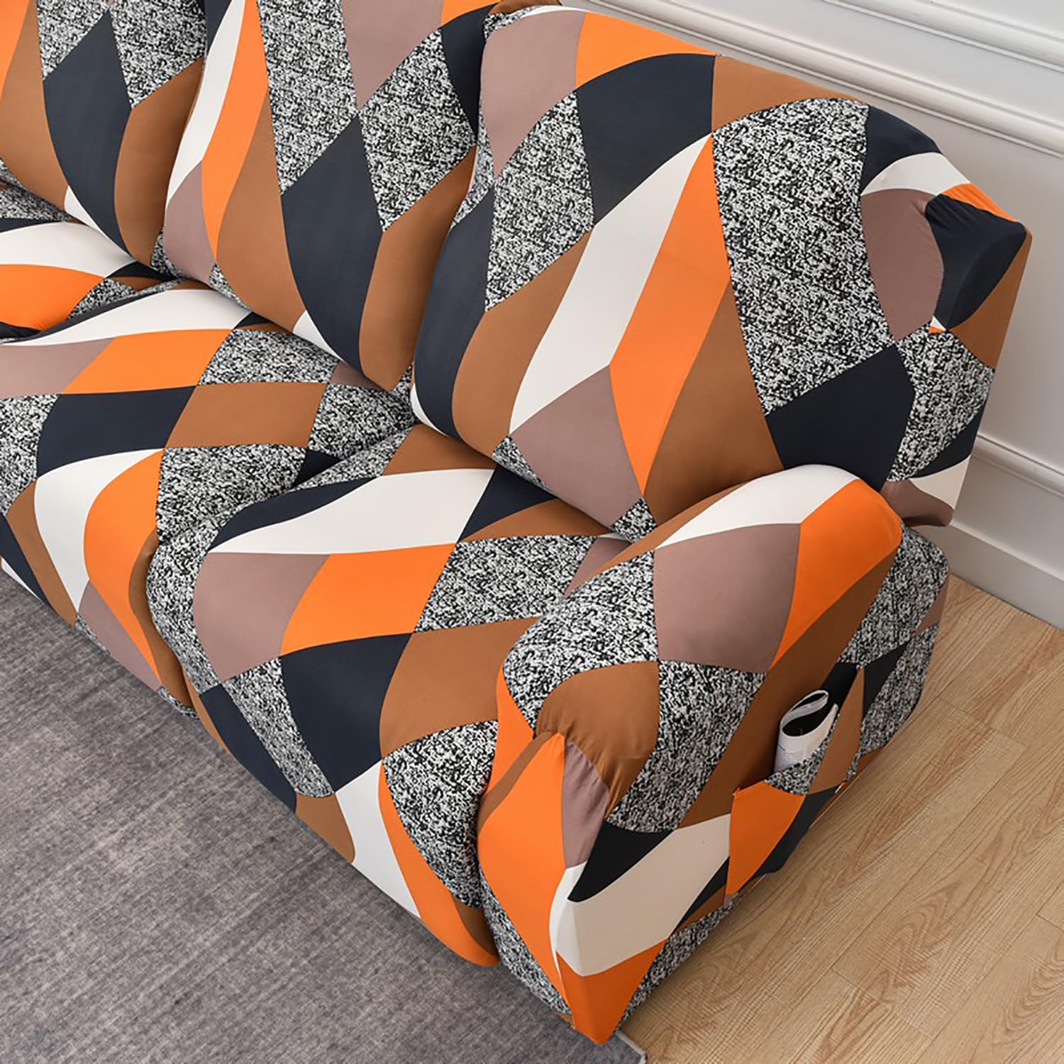 Premium Printed Recliner Sofa Cover Prism Orange