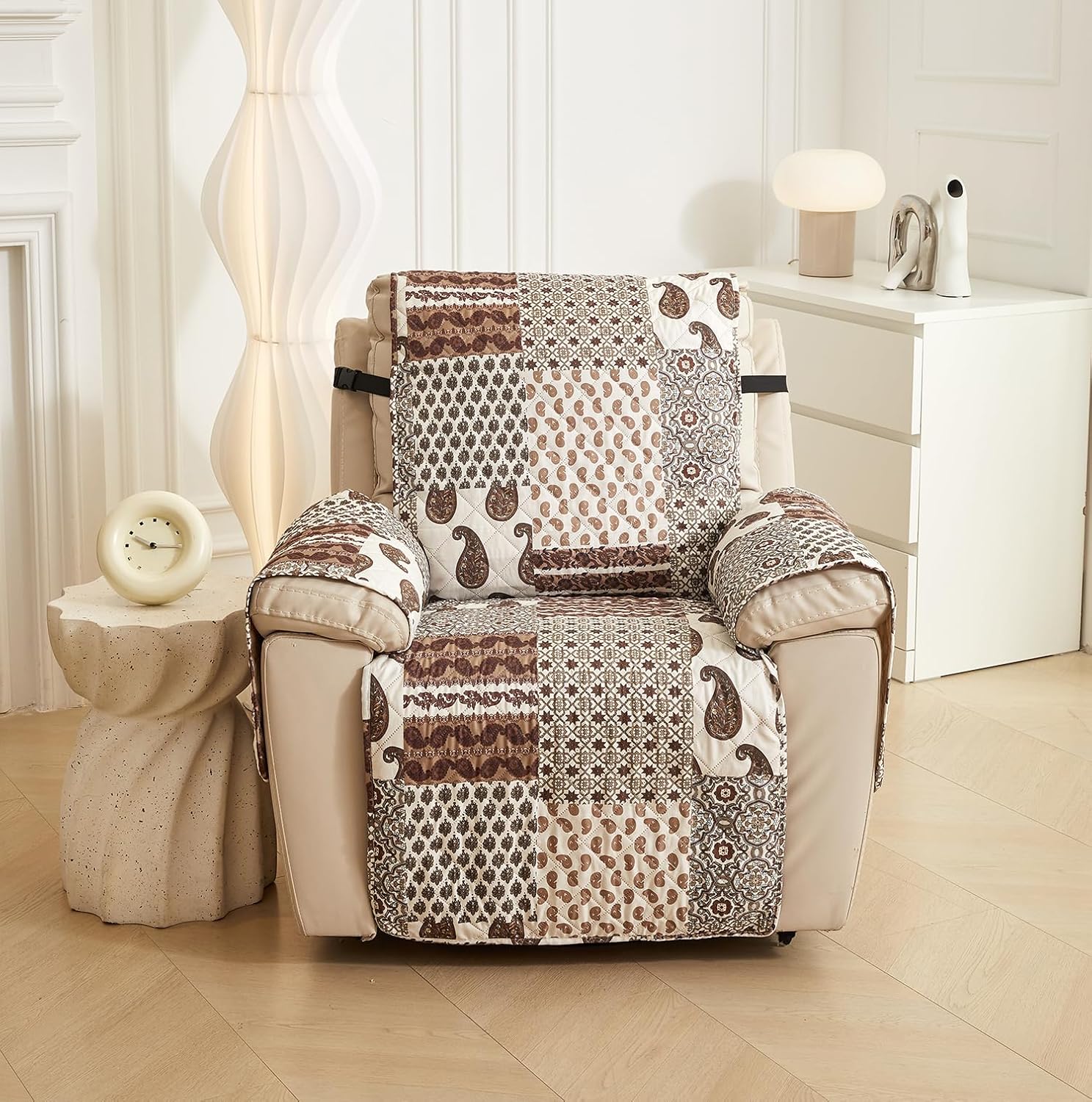 WATERPROOF QUILTED RECLINER COVER - BOHO BROWN 1 SEATER