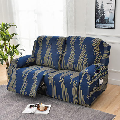 Premium Printed Recliner Sofa Cover : Dazzle Blue