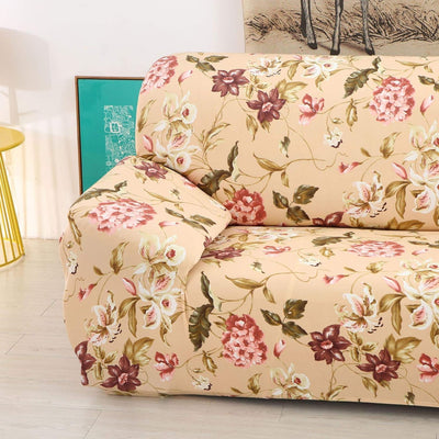 Trendize Exclusive Stretchable Sofa Cover - Floral Beige