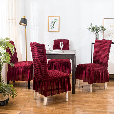 2025 Turkish Bubble Frill Chair Covers : Maroon