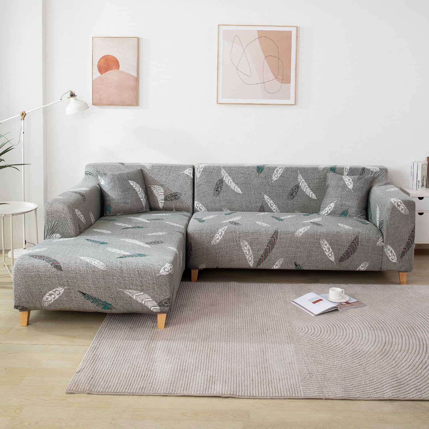 L Shape Sofa Cover - Fern Grey