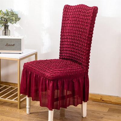 2025 Turkish Bubble Frill Chair Covers : Maroon