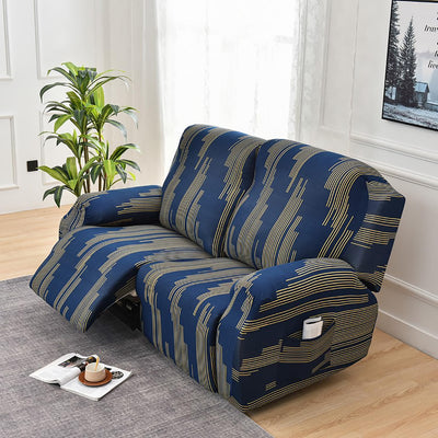 Premium Printed Recliner Sofa Cover : Dazzle Blue