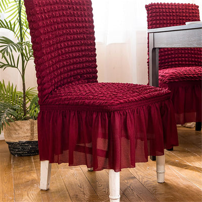 2025 Turkish Bubble Frill Chair Covers : Maroon